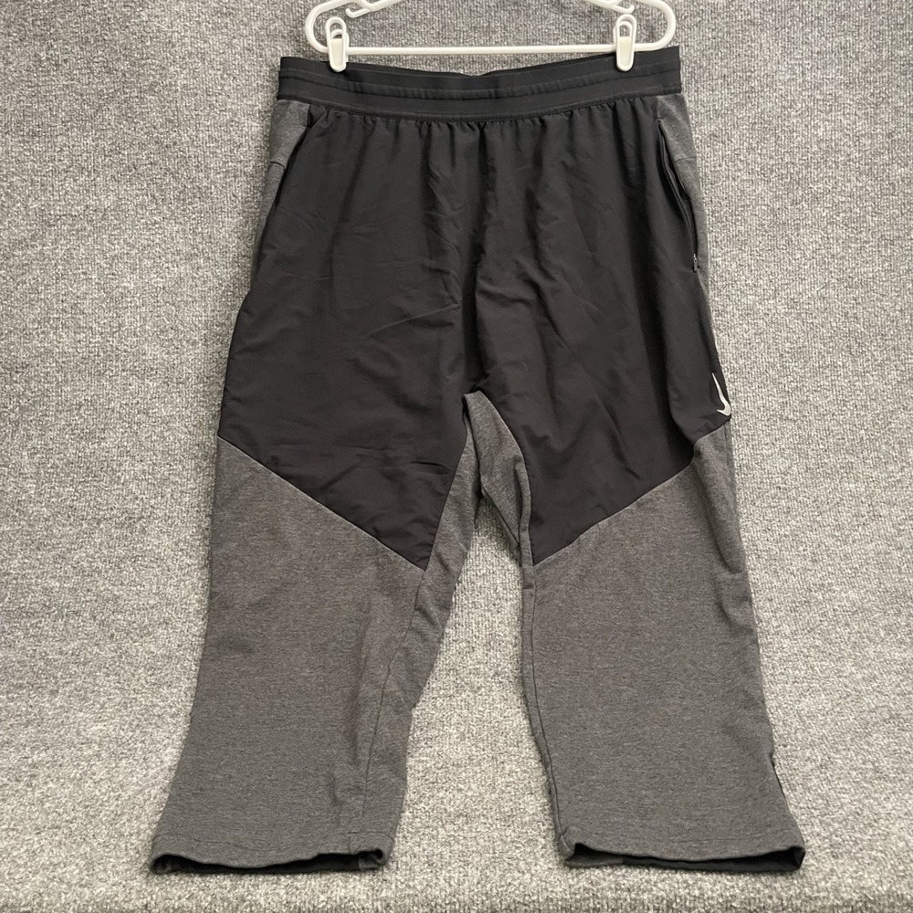 Nike Yoga Dri-FIT Pants Men's Sz 2XL Loose Fit Gray Black Fleece Joggers DH1933